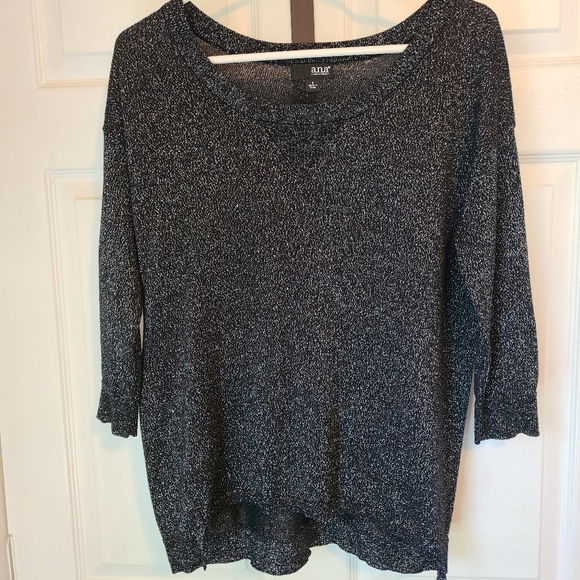 (1361) A New Approach (ANA) Woman's Crewneck Metallic Blouse, Small, Black - Picture 2 of 12